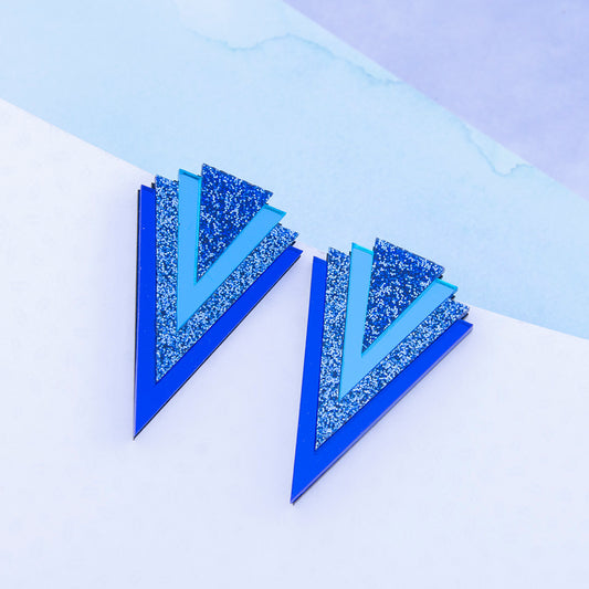 pendientes triangulo azul